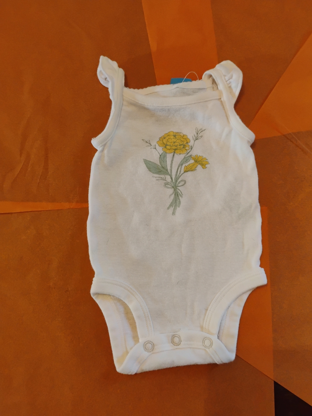Carter's White Sleeveless Baby Bodysuit with Yellow Floral Print